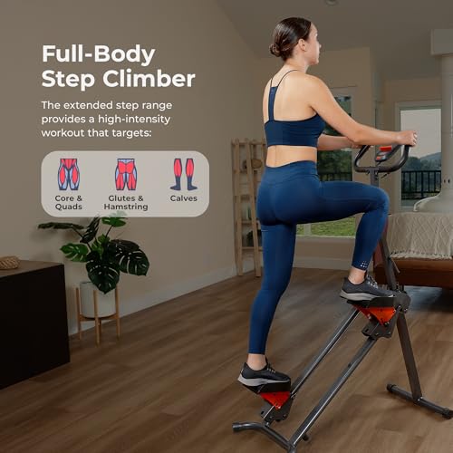 Sunny Health & Fitness Stair Stepper & Climber Exercise Equipment for Home Workout, Compact Cardio Training Machine - color: Red