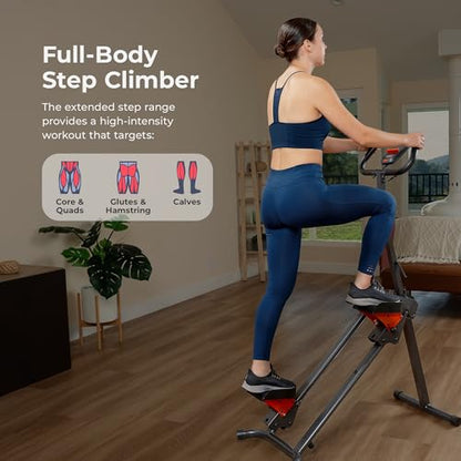 Sunny Health & Fitness Stair Stepper & Climber Exercise Equipment for Home Workout, Compact Cardio Training Machine - color: Red