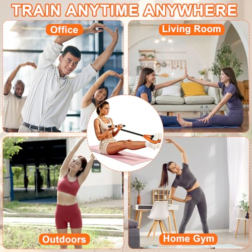 Pedal Resistance Band with Handle, 50 LBS Thickened Latex Tube Pedal Resistance Band with Soft Non-Slip Foam Foot Pedals for Women,Tension Rope Trainer for Abs,Legs,Home Gym Workout Equipment (Orange)