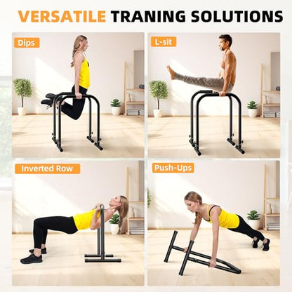 Outdoor Basic Adjustable Dip Bar Station - Heavy Duty Parallel Bars, Extra Tall & Thickened Steel Design for Home Gym, Calisthenics & Strength Training