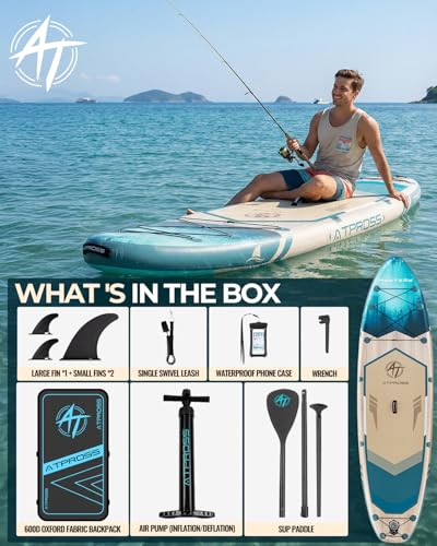 11'6"x35" Inflatable Paddle Board, 450lbs Extra Wide Stand Up Paddleboard for Adults with Premium SUP Accessories Kit & Backpack, Blow Up Kayak Non-Slip Stable Deck Boat for Yoga Fishing Surf - style: Light Wood Grain