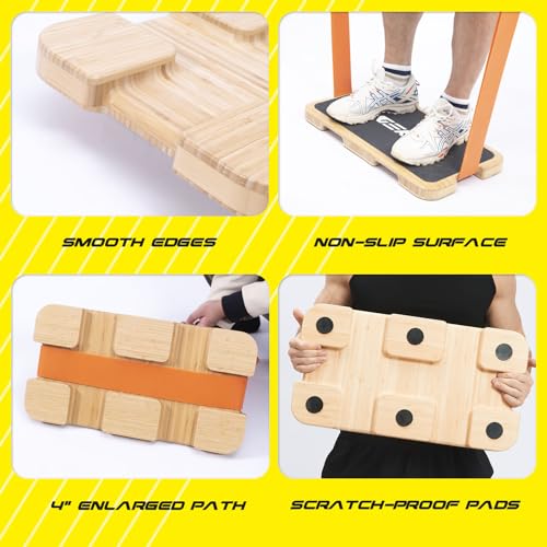 Resistance Band Workout Footplate - Wood Exercise Platform with Non-Slip Surface for Band Training, Stretching, and Full-Body Home Gym