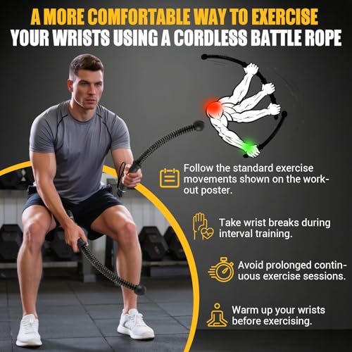Ropeless Battle Rope for Home Gym with Non-Slip Handle for Wrist Protection