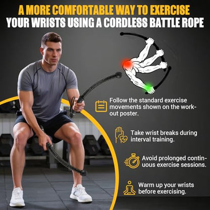 Ropeless Battle Rope for Home Gym with Non-Slip Handle for Wrist Protection