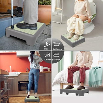 One Step Stool for Adults, Noctilucent Bed Step Stools, 650 LBS Capacity, Non-Slip Safety Step Platform Indoor and Outdoor for Seniors, Wide Step Stools Elderly Assistance at Night