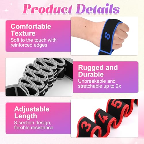 3PCS Fitness Resistance Band for Stretching and Yoga, 8-Section Numbered Elastic Resistance Band | Fitness Band with Clear Markings for Yoga, Stretching, Pilates - color: 3pscsB - 3pcs-Red*purple*blue