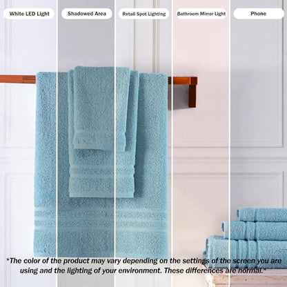 Hawmam Linen Light Blue Hand Towels 4 Pack Turkish Cotton Premium Quality Soft and Absorbent Small Towels for Bathroom
