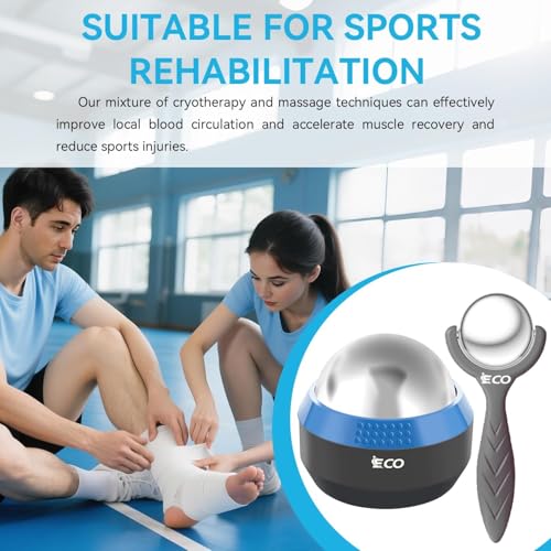 Cold Massage Roller Ball - Ice Roller Ball for Muscles Deep Tissue, Cold & Heat Therapy, Plantar Fasciitis Roller - color: Blue+black