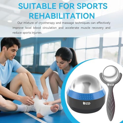 Cold Massage Roller Ball - Ice Roller Ball for Muscles Deep Tissue, Cold & Heat Therapy, Plantar Fasciitis Roller - color: Blue+black