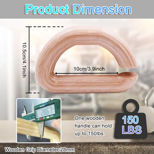 Lights Mountain Wooden Resistance Bands Handles Versatile Exercise Handles with Anti-Slip Grip Tapes for Elastic Band Workouts Home Gym Strength Training and Full-Body Workouts - color: Wooden handle