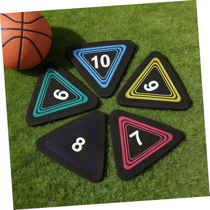 10pcs Numbered Spot Markers Flat Triangle Training Discs Non-Slip Sports Field Dots for Soccer Basketball Agility Drills Indoor Outdoor Court Marking