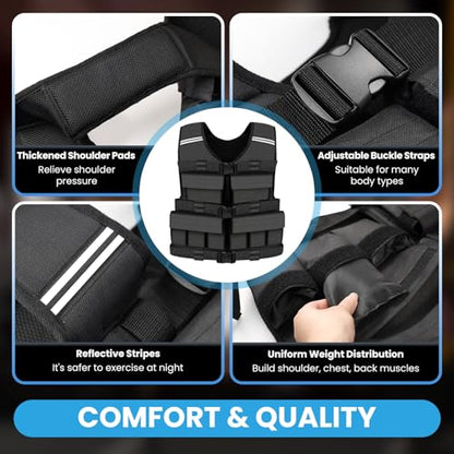 Adjustable Weighted Vest for Men Woman With Shoulder Pads 18lbs | 30lbs | 40lbs, Weight Vest For Walking, Rucking, Cross Training, Running, Muscle Building - Breathable, Comfortable, Washable - size: 10LB-18LB (No Pocket)