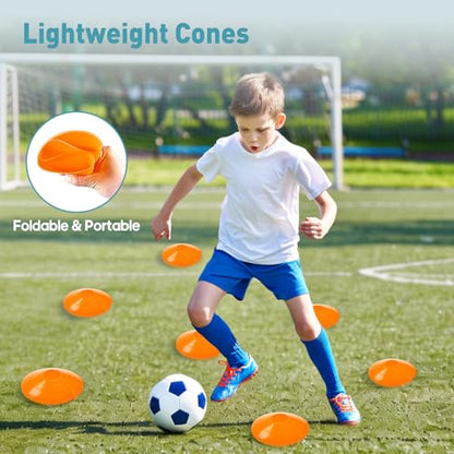 OLIXIS Soccer Football Agility Training Equipment with 4 Adjustable Hurdles - color: Light Orange