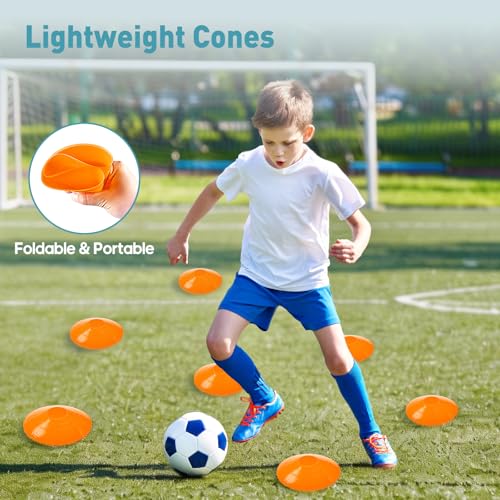 OLIXIS Soccer Football Agility Training Equipment with 4 Adjustable Hurdles - color: Classic Orange
