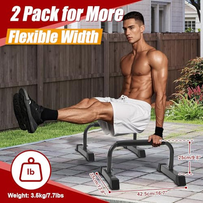 Push Up Bars: Sweat-resistant Parallettes Bar for Handstands L-sit & Dip, No Wobbling Strength Training Pushup Stands for Women Men Workout Core Exercise at Home Floor Gym