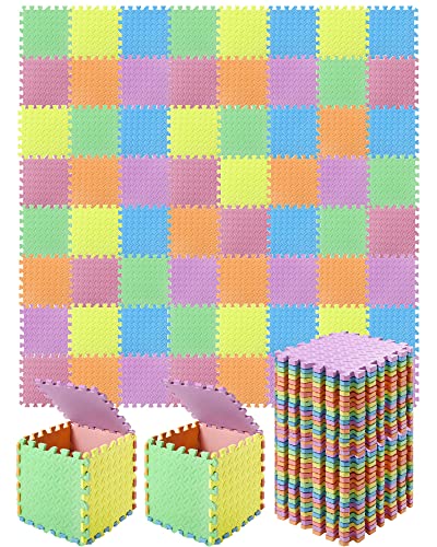 Shihanee Foam Floor Tiles Foam Floor Mats Play Mats Bulk with Borders Interlocking for Gym Nursery Bedroom(64ft,Colorful) - color: Colorful