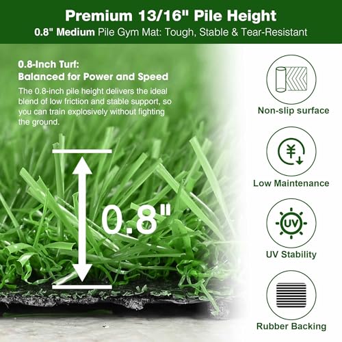 Yescom 4x33FT Gym Turf Artificial Grass Rug Exercise Mat for Sled Track Flooring - size: 0.8"H-4'x33'(130Sq.Ft)