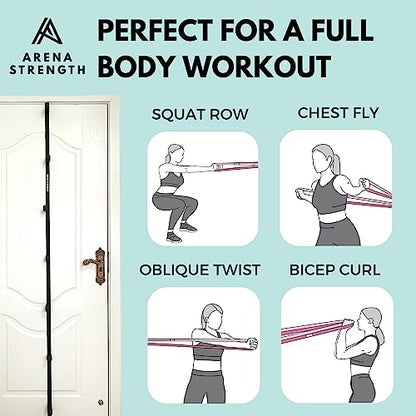 Multi Loop Door Anchor Strap for Resistance Bands - Fits Up to 9 ft Doors - Heavy Duty - Easy to Install - Full Body Home Workouts