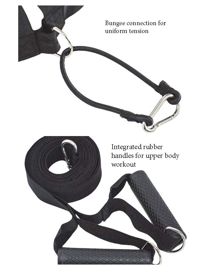 Resistance Training Sled - Weight Sled Harness & Handles - Extreme Workout for Athletes - Burn 3X The Calories - 4-Piece Kit for Gym, Home and, Outdoor - style: Weight Bag + Harness + Water Bladder