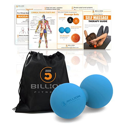 Peanut Massage Ball - Double Lacrosse Massage Ball & Mobility Ball for Physical Therapy - Deep Tissue Massage Tool for Myofascial Release, Muscle Relaxer, Acupoint Massage - color: Blue-hard