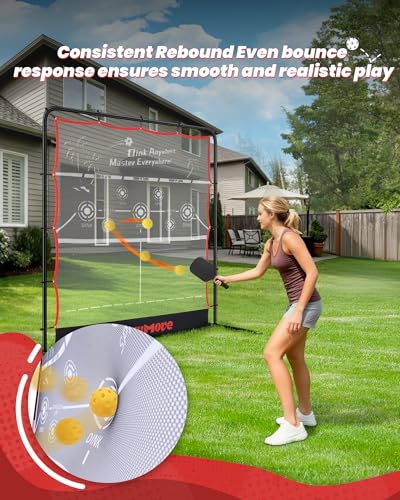 Pickleball Rebounder Practice Net: 6FT Strong Metal Frame Pickleball Trainer Net, Portable for Outdoor Driveway Backyard and Indoor Garage Training Rebounder for Dink Volley Tennis