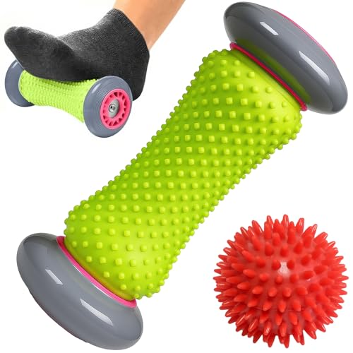 Foot Roller Massager for Plantar Fasciitis Relief, Neuropathy, Reflexology Trigger Point Foot Massager Roller, Feet Rollers with Spike Ball to Relieve Stress and Tight Muscles, Deep Tissue Massage