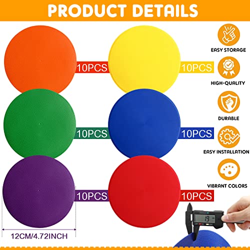 Spot Markers Floor Spots with Bag Non Slip Vinyl Poly Dots for Gym Floor Basketball Football Soccer Sports Speed Agility Training Gym Dance - size: 4.72 Inch