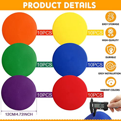 Spot Markers Floor Spots with Bag Non Slip Vinyl Poly Dots for Gym Floor Basketball Football Soccer Sports Speed Agility Training Gym Dance - size: 4.72 Inch