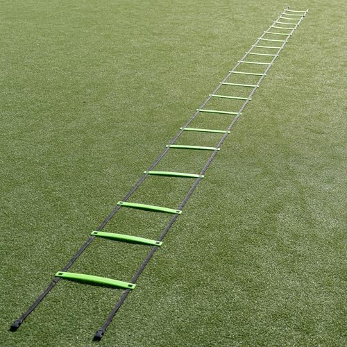 QUICKPLAY Adjustable Agility Ladder 29.5ft - Soccer Training Ladder 20 Rungs Speed Ladder with Adjustable Spacing for Agility Drills and Footwork, Portable Soccer Training Equipment