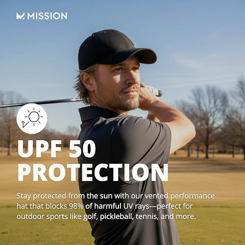MISSION Cooling Vented Performance Hat Unisex Cap for Workouts, Golf & Running, Sweat & Water Activated Technology - color: White