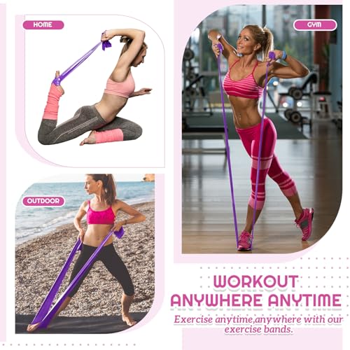 6 Pcs Fitness Resistance Exercise Bands 6 Tube Pedal Puller Resistance Band Set for Women Weight Loss Thigh Training Workout Equipment Elastic Arms Abdomen Shoulder Waist Leg Beginners Yoga