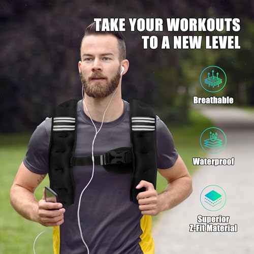 WTREE Weighted Vest Men or Women - Weights with Reflective Stripe, Weighted vest for Workout Equipment for Strength Training Night Running - size: 6 Lb