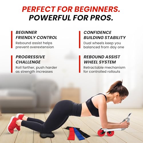 AB Roller for Men & Women – Core Strength Training Wheel Set with Elbow Support & 2 Knee Pads – Abdominal Exercise Roller for Core Stability, Belly Fat Reduction, and Total Body Workout Equipment