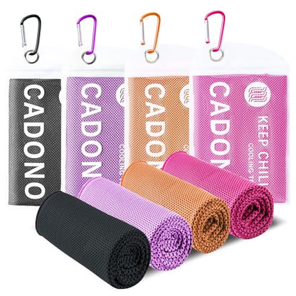 4 Pack Cooling Towel (40"x12"), Soft Breathable Chilly Towel, Ice Towel - color: Black/Purple/Pink/Orange
