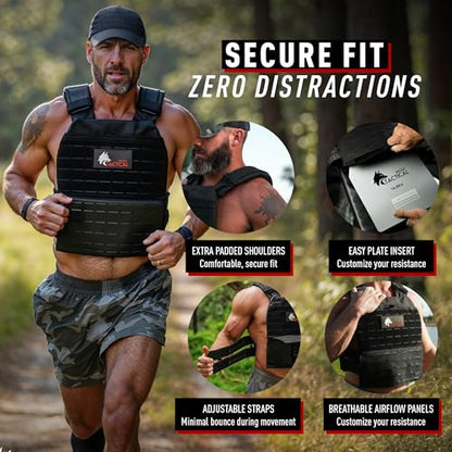 Wolf Tactical Adjustable Weighted Vest for Men & Women - Rucking, Workout, Running, Walking & CrossFit Weight Vest for Strength Training & Fitness - color: Tan