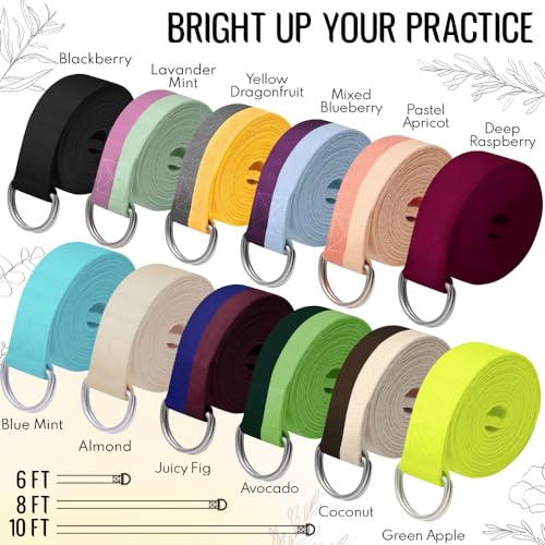 TECEUM 2 IN 1 Yoga & Mat Strap for Stretching – Cotton – 6/8/10 ft - color: Beige, size: 8 ft