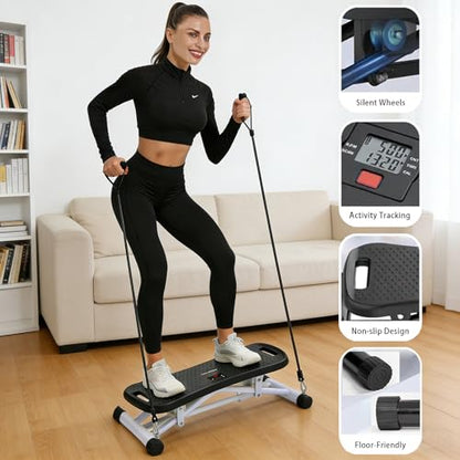 Rock Stepper Side To Side Balance Boards For Adults Includes Lcd Display & Resistance Bands A Low-impact, Compact Stepper Ideal For Targeting The Legs, Glutes, And Abs - color: White + White