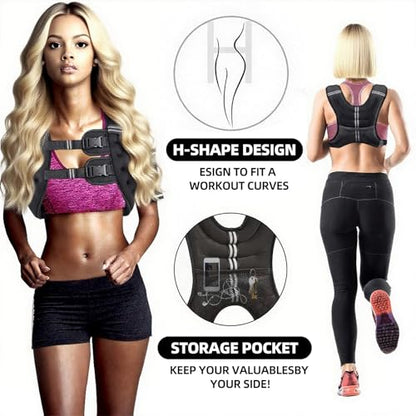 Weighted Vest for Women & Men, Adjustable 8lb/12lb/16lb/20lb – Reflective Weight Vest for Running, Walking, Strength Training, Jogging & Workout – Women’s Weighted Vests for Walking and Fitness