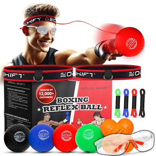 Soul Shift - Boxing Reflex Ball – Dual Competition Set | 2 Adjustable Headbands + 2 Training Balls + App Included | Speed, Agility & Hand-Eye Coordination for Adults & Kids | MMA Training Equipment