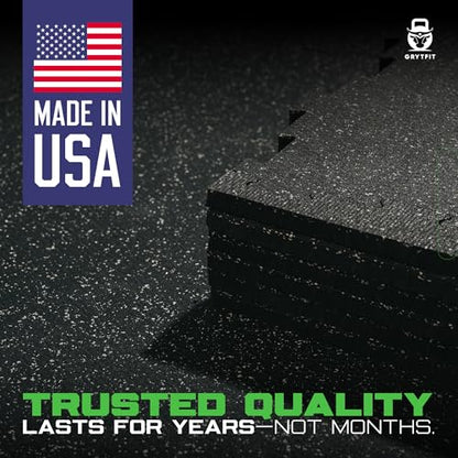 Interlocking Rubber Floor Tiles – Heavy Duty 100% Rubber Gym Flooring for Home Gym, Garage, Workout Room, Equipment Mats, Indoor/Outdoor Mats, Gray Fleck 4-Pack (4, Gray Fleck, 22.5" x 22.5")