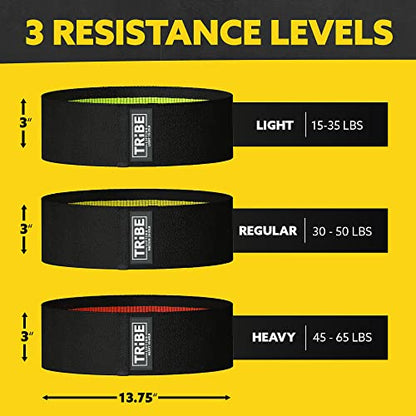 Fabric Resistance Bands for Working Out, 3-Pack for Legs and Glutes - color: Black