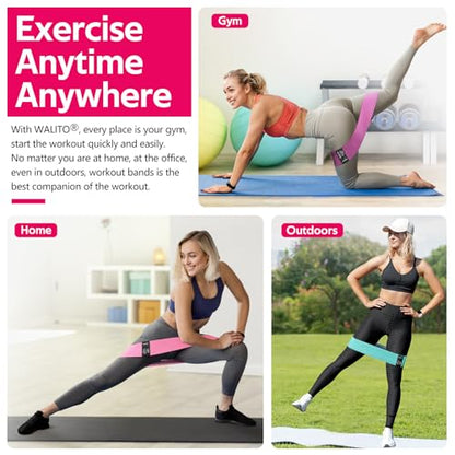 Fabric Resistance Bands for Working Out, Exercise Bands for Glutes and Legs - color: 1.Pink,Aqua,Purple
