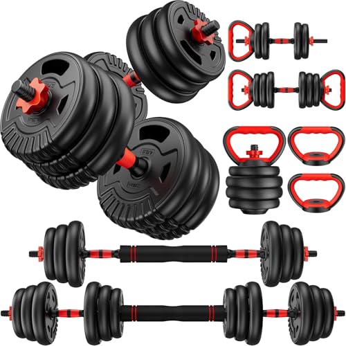 Adjustable Dumbbell Set, 22/33/45/70/90lbs Free Weight Set with Connector, 5-in-1 Dumbbell Set for Barbells, Kettlebells, Push up Stand, Weight Plate, Fitness Exercises for Home Gym Suitable Men/Women - color: 45LB (22.5LB Pair)