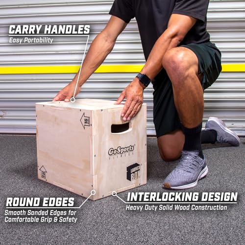 GoSports Fitness 3-in-1 Plyo Jump Box - Small, Standard, or XL - Launch Box Exercises for All Skill Levels - style: Small - 12 Inch x 14 Inch x 16 Inch
