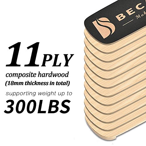 Balance Board Trainer, Wooden Balance Board with Adjustable Stoppers -3 Different Distance Options-Balance Exercise Equipment for Fitness Work - color: black