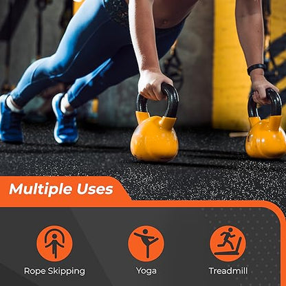 SUPERJARE 0.4'' Thick 6 Pcs 24 Sq Ft Rubber Top Exercise Equipment Mats - size: 6 Tiles (24 Sq Ft)