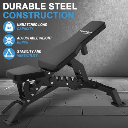 Strength Weight Bench 32 Adjustable Positions Training Benches - Heavy Duty Home Gym Equipment with 1300 LBS Weight Capacity Durable Steel Construction Incline Decline Bench for Full Body Workout - color: Black
