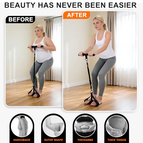Upgraded Multifunction Pedal Resistance Band with Handle, 4 Tube Adjustable Tube Foot Pedal Device Puller Exercise Bands, for Abs Arm Leg Waist Workout, Sit Up Fitness Equipment for Full Body Training