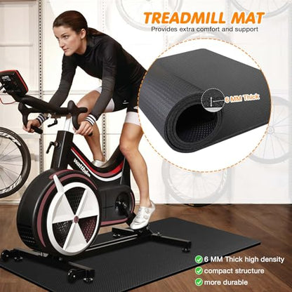Treadmill Mat Compatible with Peloton Bike, 6mm Thick Exercise Bike Mat for Treadmill and Row Protect Hardwood Floor Carpet - size: 36" X 72"
