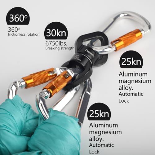 Aerial Silks Hardware Kit 30 KN Swing Swivel Aerial Yoga Hammock Rigging Aluminum Swivel Aerial Hoop Lyra Rotational Device Hanging Accessory - color: Black set 4